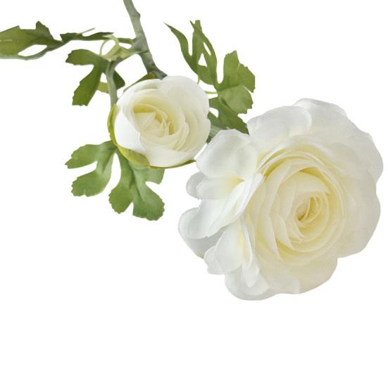 Artificial Peony Flower Realistic Faux Silk Flower with 1 Bloom And 1 Bud белый