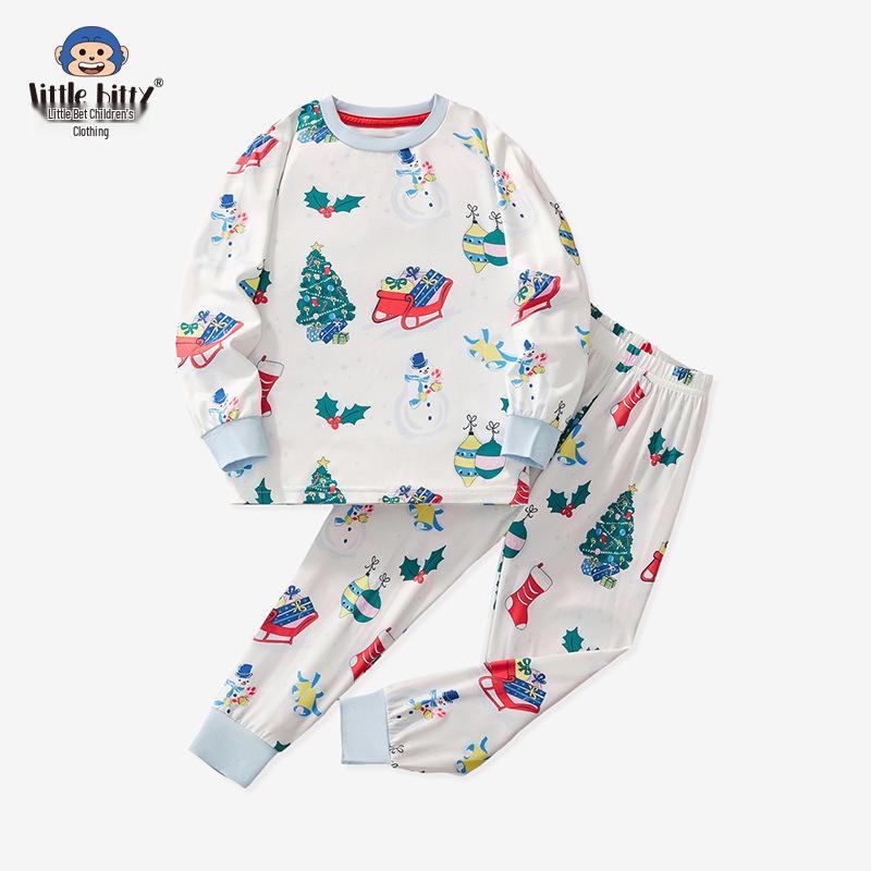 

Комплект детской рождественской пижамы для трансграничной торговли: Комплект с длинным рукавом и брюками с мультяшным принтом 8Y (140cm)