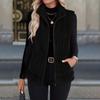 Women S Casual Turn Down Collar Zip Up Vest