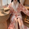Female Autumn and Winter Warm Long Coral Velvet Thick Bath Bathrobes Nightgown Women Pajamas Shower Robe Bath Towels For Adults