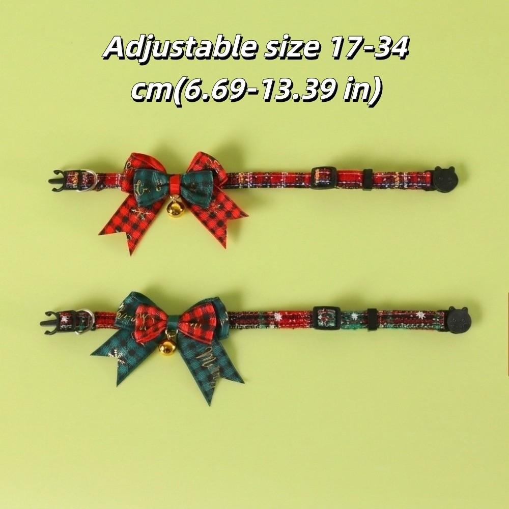 Fashion Adjustable Pet Bow Collar Grid Pattern With Bell Cat Collar Bow Tie Anti-Choke Cat Bell Collar Daily Wear