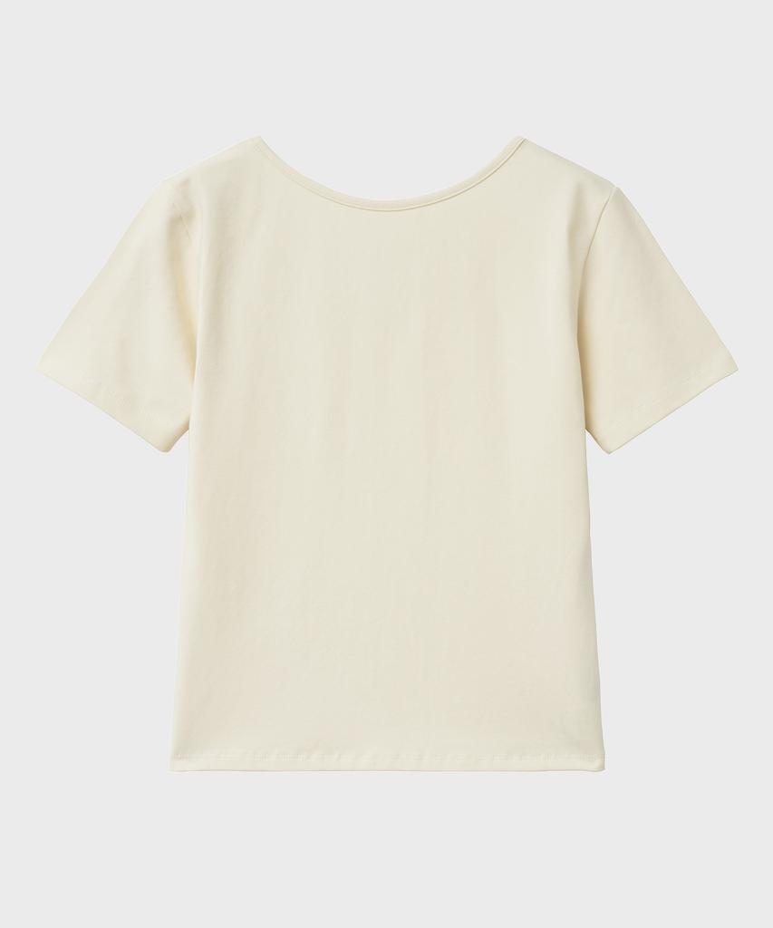 NOIRER FOR WOMAN U-Neck Two-Way T-Shirt (Cream)