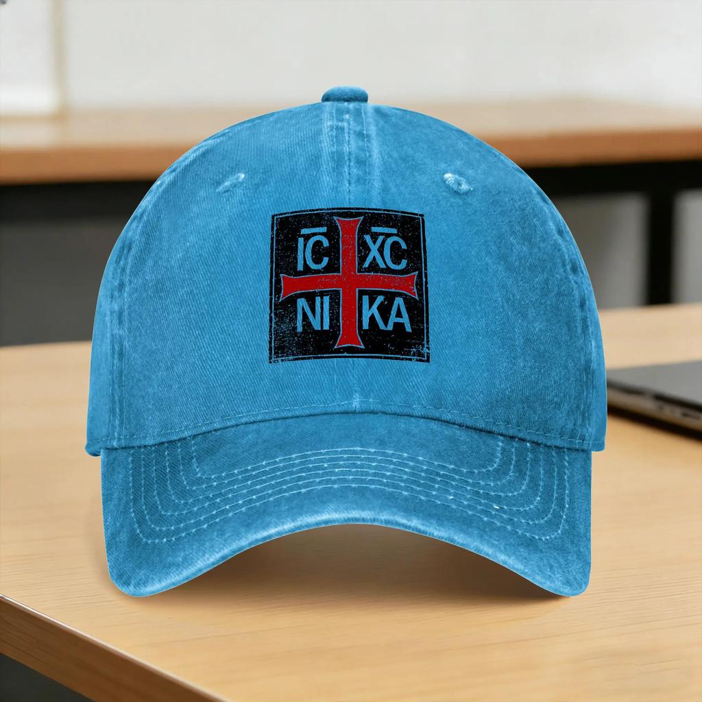 Jesus Conquers Ic Xc Nika Casual Baseball Cap For Women Unisex Summer Running Hippie Trucker Hat Streetwear SunProof Baseball Caps