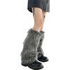 Faux Fur Leg Warmers Women Solid Color Fuzzy Long Boot Covers Fluffy Shaggy Leg Warmers for Christmas Costume Nightclub Street Wear