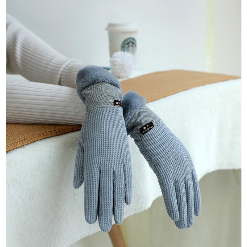 New Winter Velvet Gloves Ladies Shopping Joker Cycling Windproof and Velvet Warm Gloves Touch Screen Korean Version.