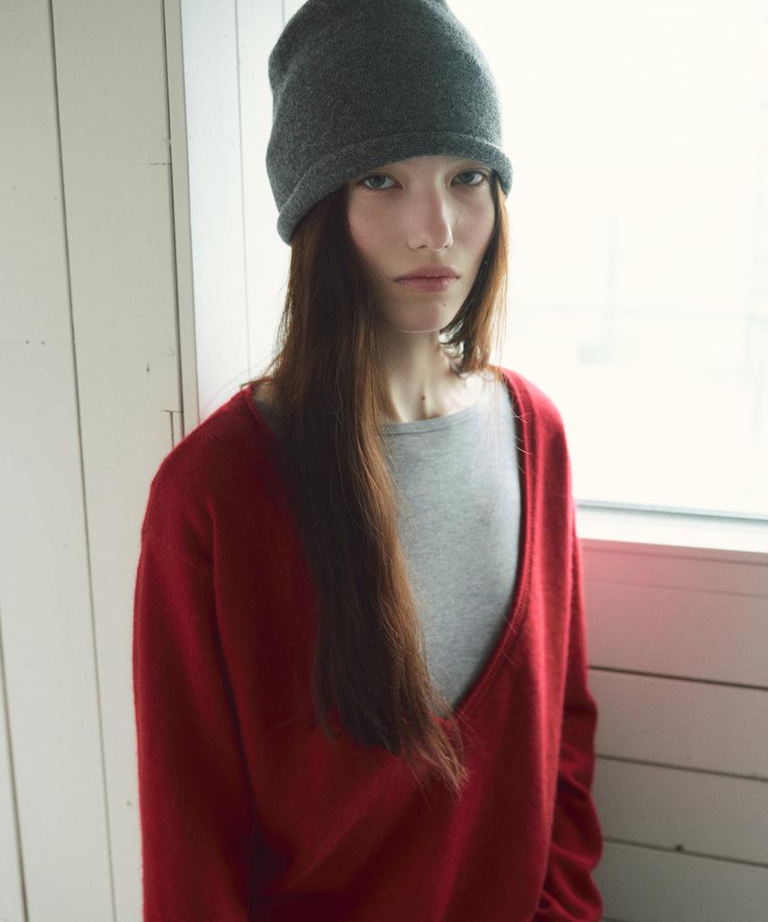 ROLAROLA Angora Deep V Neck Knit Deep Red