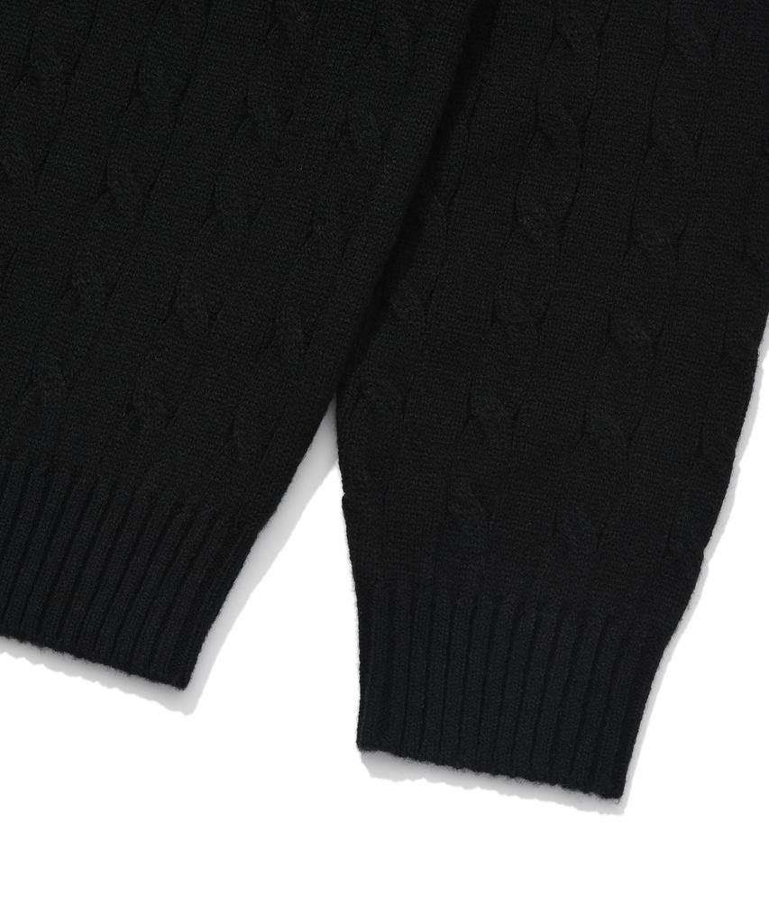 WACKY WILLY Basic Cable Knit Pullover Black
