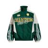 Unisex Stand Collar Zip-Up Jacket With Embroidered Lettering Color-Block Design Casual Sporty Oversized Fit