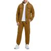 Men  Waverg  Zipper  Pocket  Flip Collar  Self-Cultivation  Cardigan  Jacket  Set