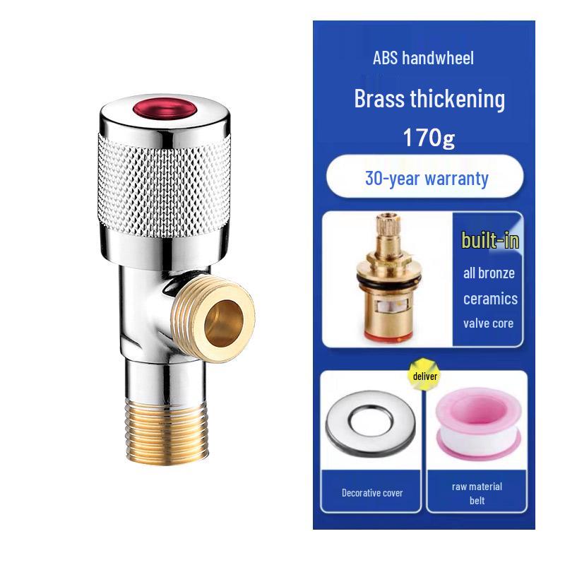 Universal Thickened Angle Valve for Hot/Cold Water - Household Water Heater & Toilet Stop Valve, 4-Point Faucet.