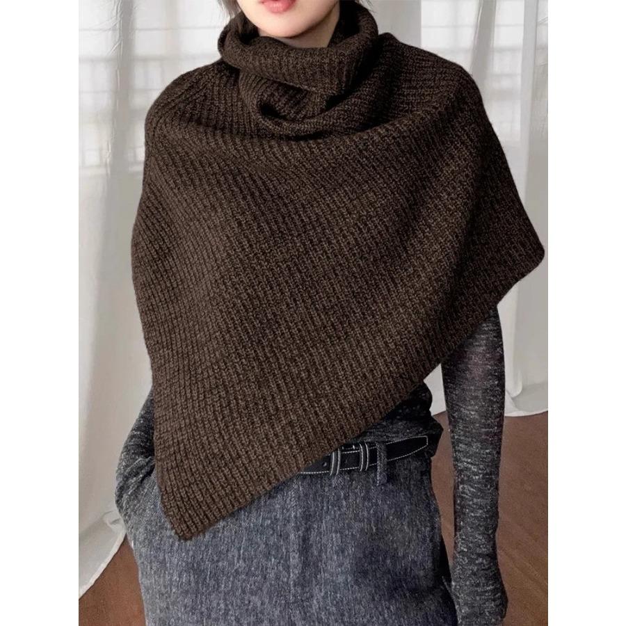 Women High Collar Knitted Neck Warmer Winter Open Front Cowl Scarf Fashion Layered Cape Neck Wrap Warm Knit Snood