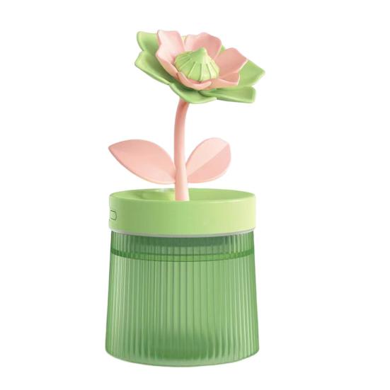 

USB-увлажнитель большой емкости в форме цветка с двойным распылением, низким уровнем шума, автоматическим выключением, увлажнитель воздуха, диффузор эфирных масел со светом Gardenia зелёный