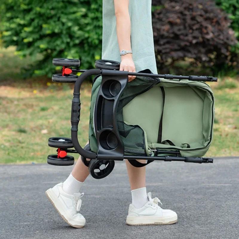 Lightweight Pet Transporter Cat Puppy Stroller Small and Medium Pet Stroller Outdoor Travel Breathable Cat Dog Stroller