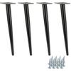 4 X Furniture Leg, Oblique Pin, Black, 40 Cm