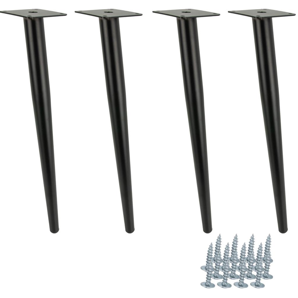 4 X Furniture Leg, Oblique Pin, Black, 40 Cm