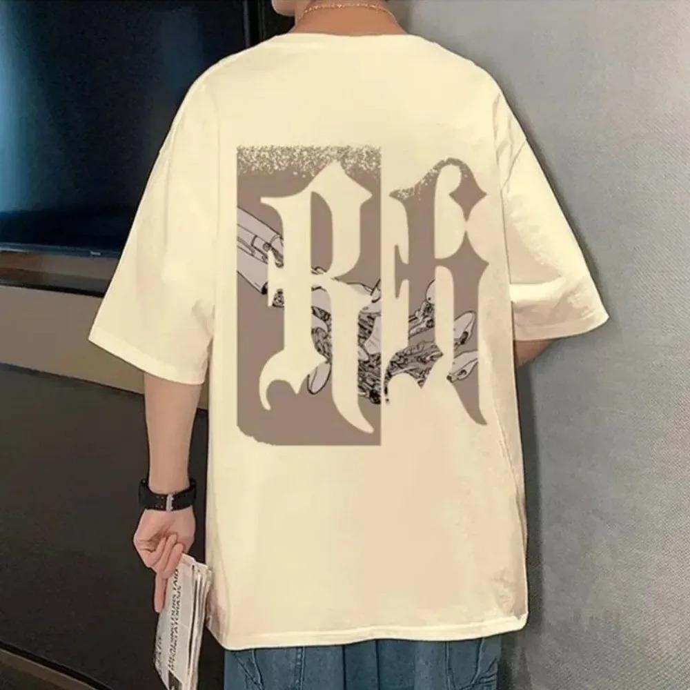 Summer Men's Fashionable High-quality Breathable Round Neck T-shirt Versatile Letter Printed Pattern Outdoor Casual Top