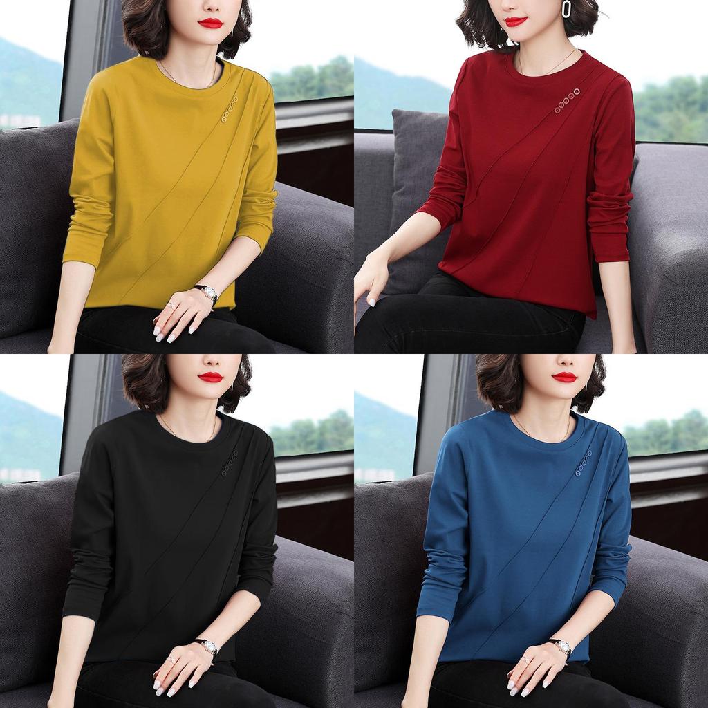 Womens Long Sleeve T Shirt With Polyester Fabric Casual Comfortable For Spring Autumn