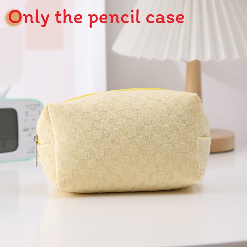 Korean Style Large Capacity Pencil Case With Velvet Material For Students And Office Use