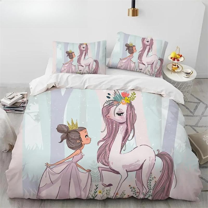 Cartoon Cute Ballet Girl Ballerina Comforter Bedding SetDuvet Cover Bed Set Quilt Cover PillowcaseQueen Size Bedding Set Kids