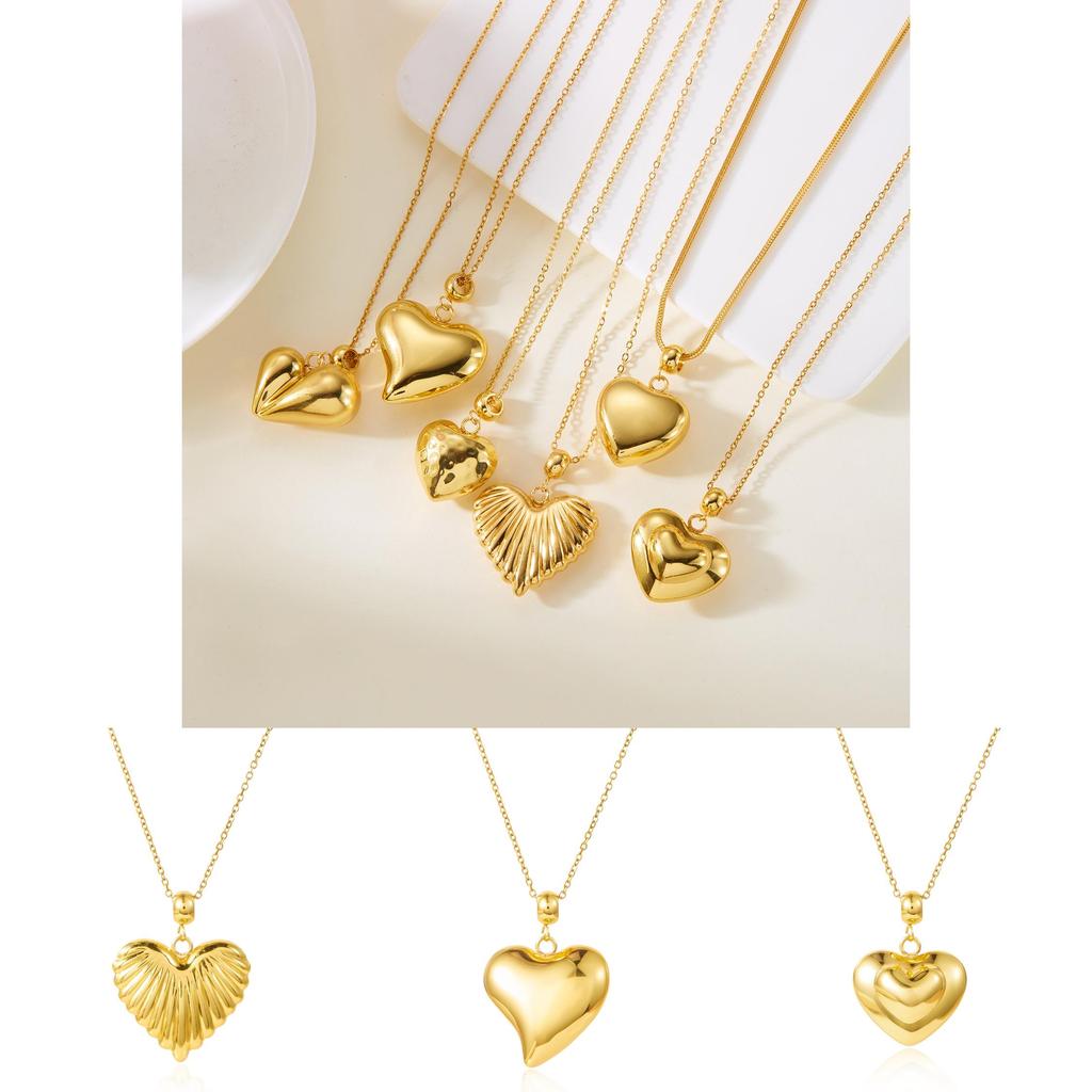 Fashion Heart Pendant Necklace Stainless Steel Geometric Chain For Women
