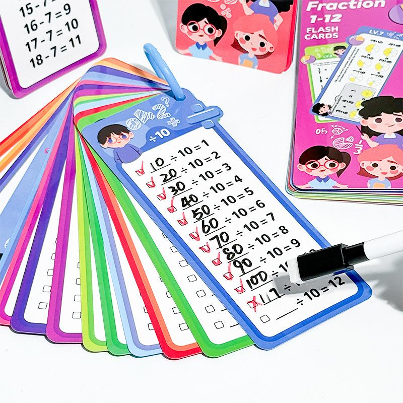 15Pcs/set Math Addition Subtraction Multiplication Division Card Reusable Practice Card for Kids Learning Early Education Toy