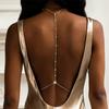 Summer Dainty Single Layer Round Pearl Body Chain Back Necklace for Women Minimalist Faux Pearl Gold Chain Open Back Jewelry