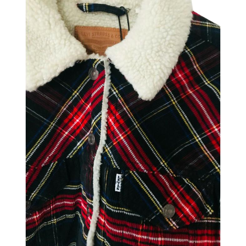 Levis Short Single-Breasted Vintage Plaid Long Sleeve Jacket Women jackets Red 72675-0001