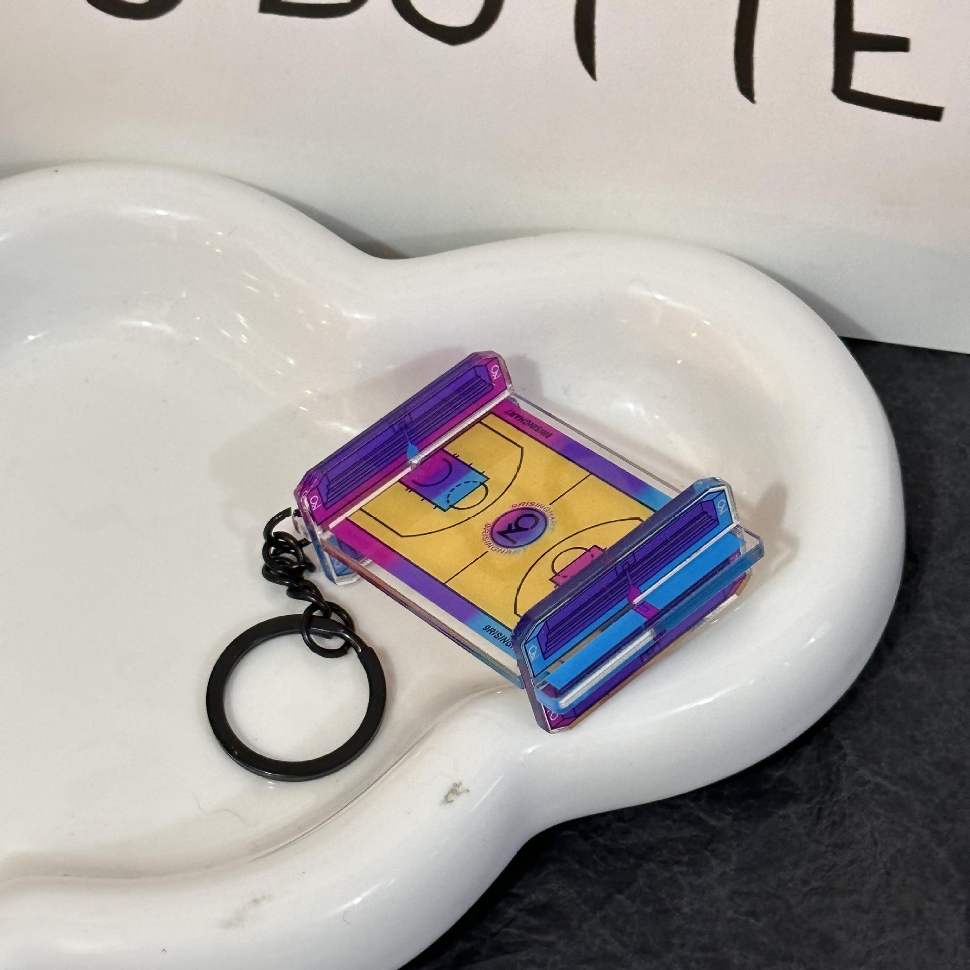 3D Acrylic Basketball Court Keychain Pendant Charm - Small Gift Accessory