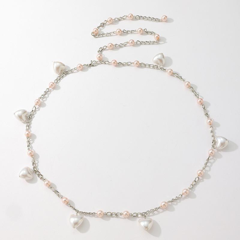 

Милая Кавайная Жемчужная Цепочка на Талию с Дизайном Сердечка для Костюмов Принцессы для Девочек серебряный