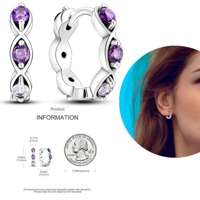 Brincos de argola de prata 925 para mulheres, brilhantes, pavê, cz, joias finas de luxo, brinco