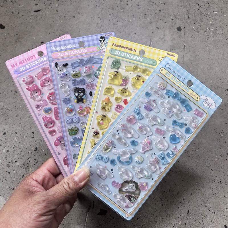 1/8Pcs 3D Sanrio Stickers Sanrio Kuromi Pochacco  My Melody Cinnamoroll Hangyodon Case Bag Decoration Birthday Gifts