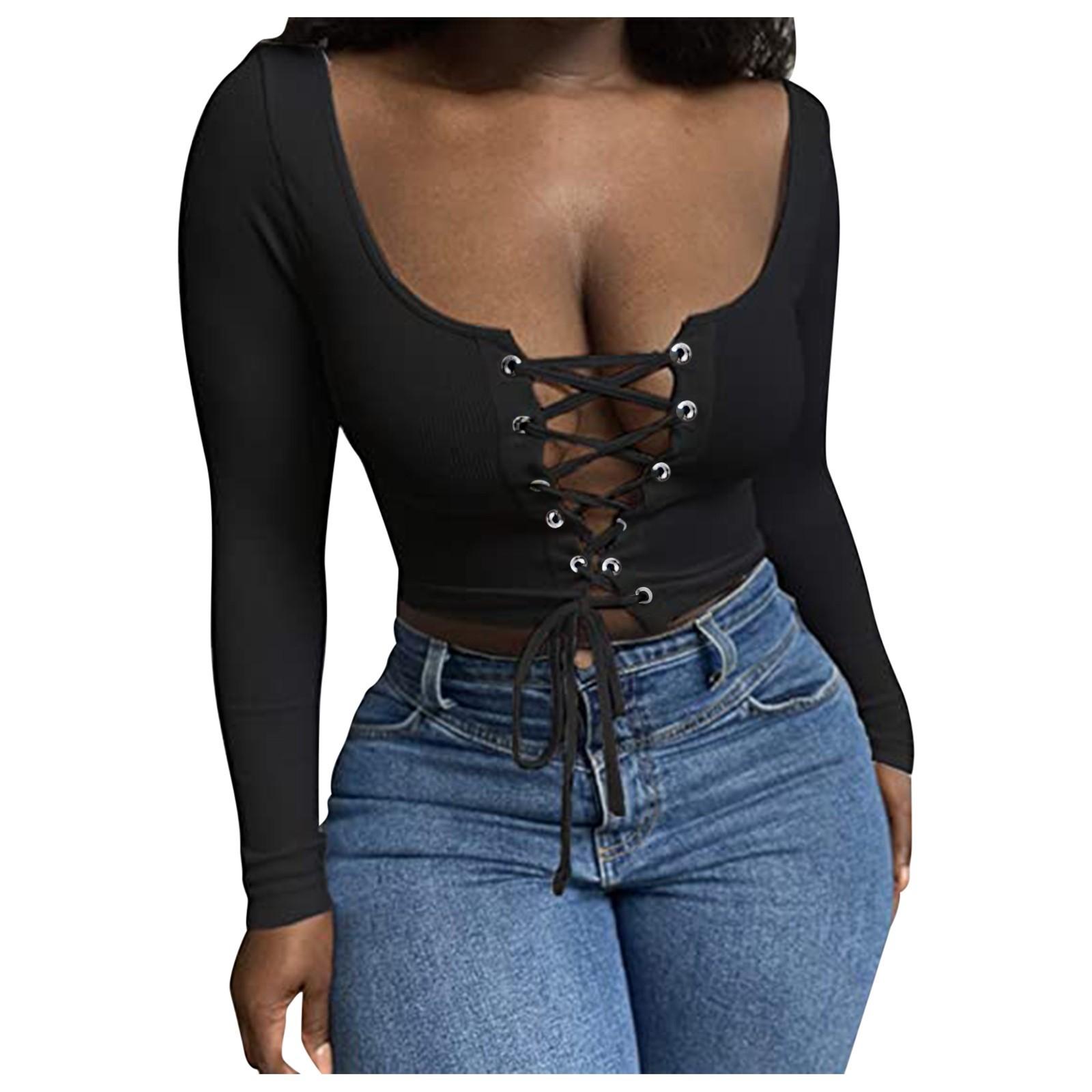 

(SU)Женская мода Сексуальная Полая однотонная футболка Топ с длинным рукавом Блузка Топы Рубашка