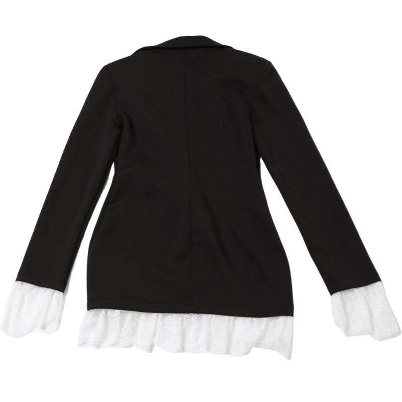 Women's Fashion Lace Patchwork Suit Collar Long Sleeved Dress Female Trendy Contrast Color Casual Party Dresses