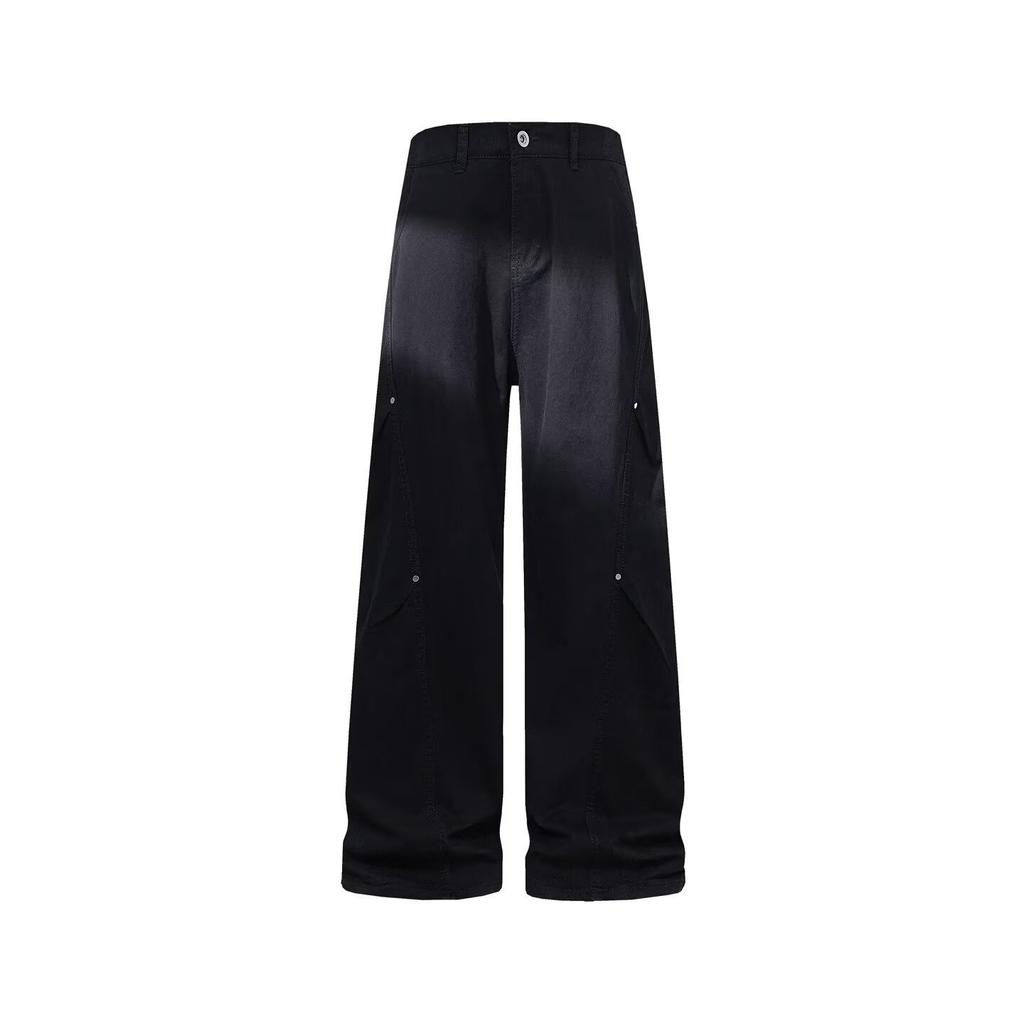 Maillard coffee washed jeans men's trendy brand straight American retro diagonal scimitar pants trendy