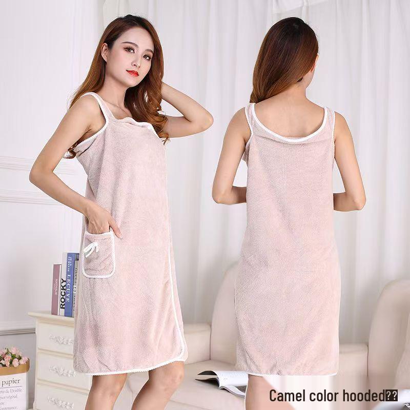 Women's Quick-Drying Coral Fleece Bath Skirt: Thickened, Soft, Water-Absorbent, Wearable Bath Towel for Spring and Autumn