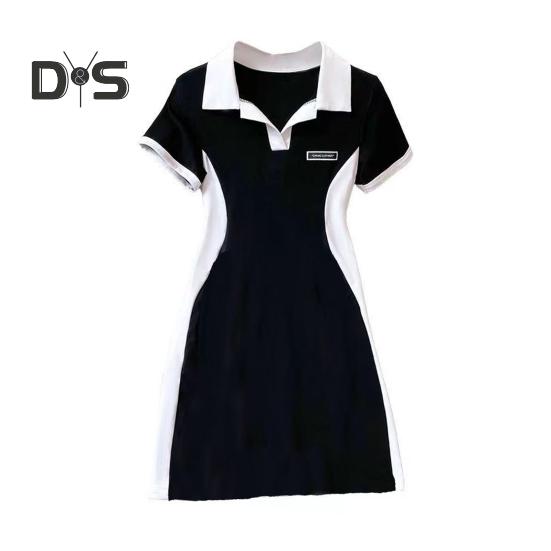 

Женское мини-платье-рубашка с коротким рукавом, цветное платье с воротником, летнее повседневное облегающее платье с V-образным вырезом, короткое платье для вечеринки и клуба 2XL чёрный