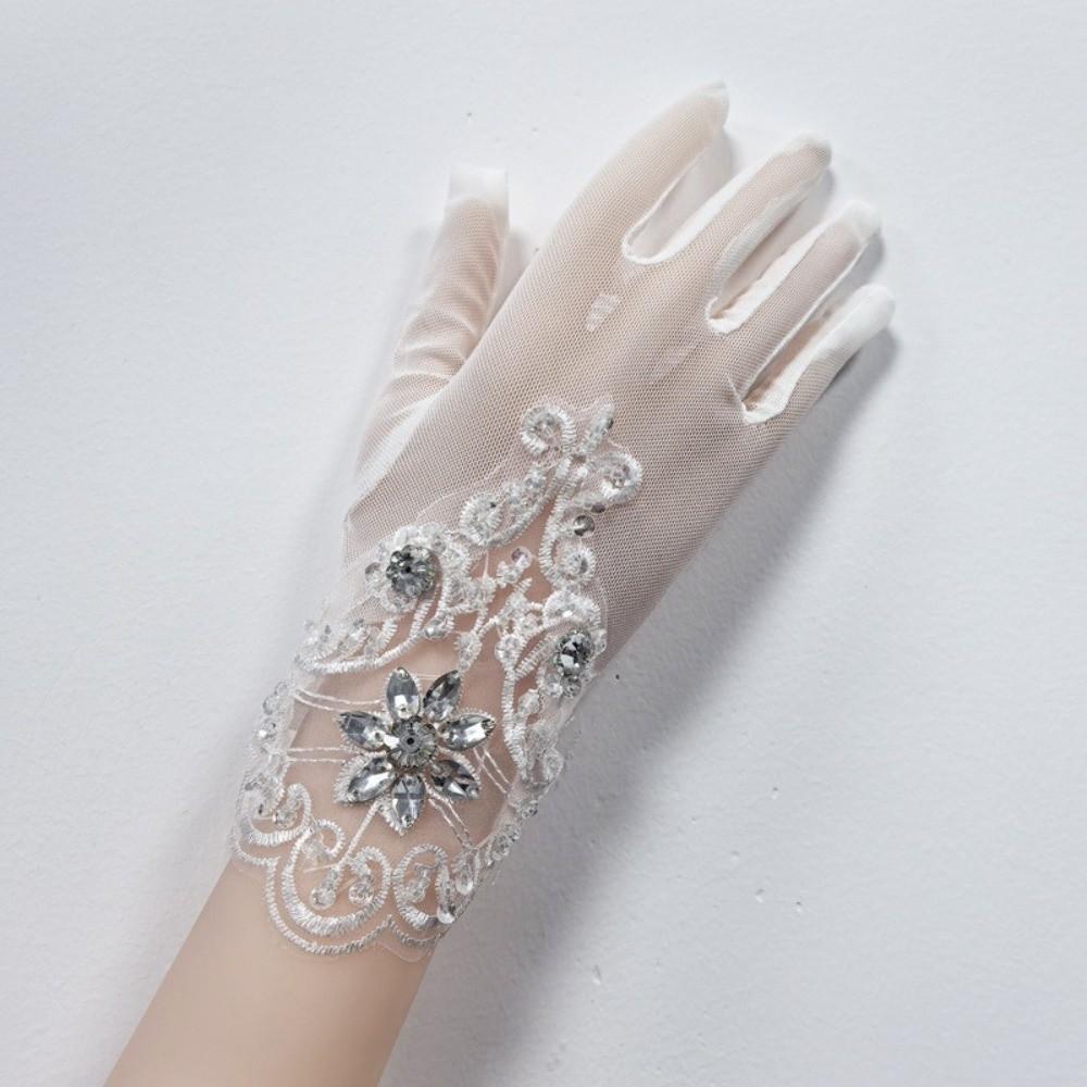 1Pairs Sexy Women Lace Gloves Breathable Tulle Gloves New Bridal Gown Mittens  Party Dress