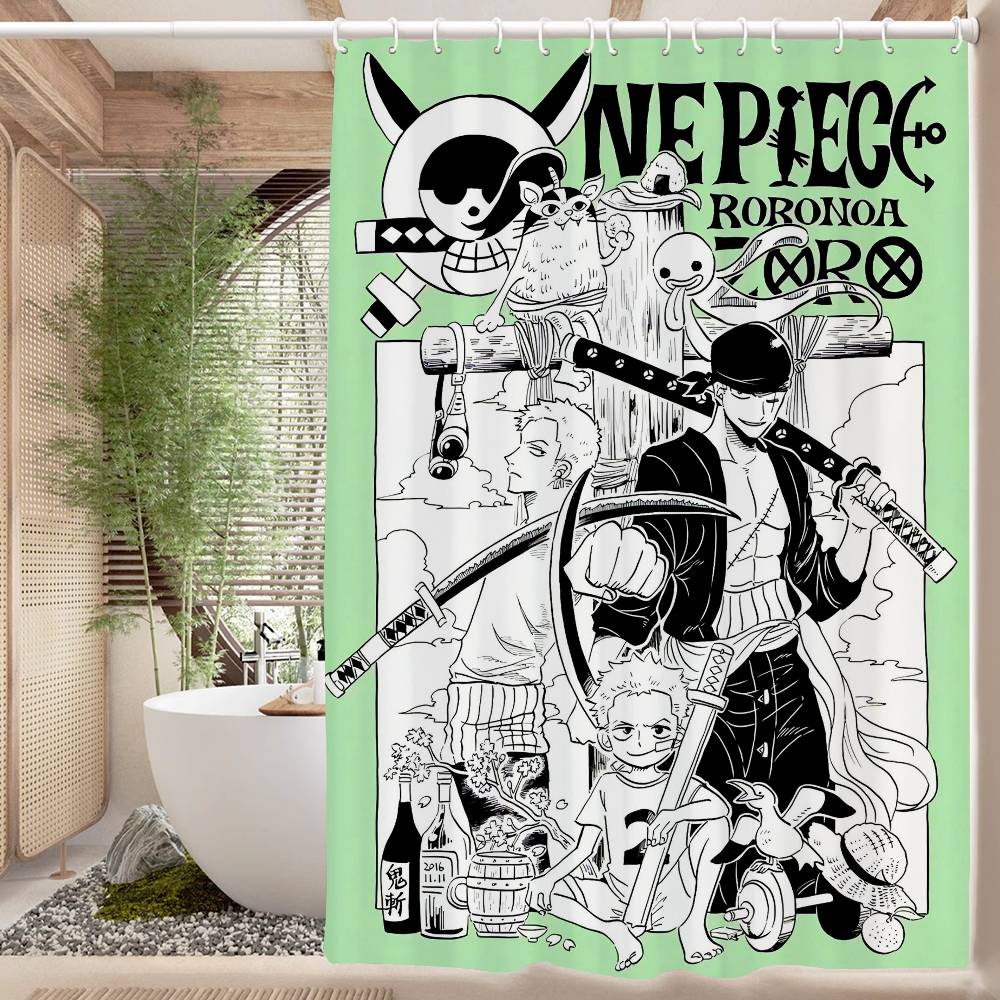 RORONOA ZORO ONE PIECE Anime Modern Simple Shower Curtain Bathroom Decorative Polyster Shower Curtain With Hook