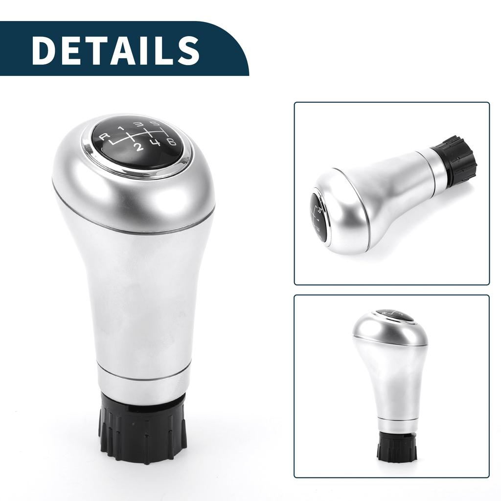 TUCKBOLD Manual Gear Shift Knob for Black Silver 1pc 6-Speed Mercedes-Benz C-Class 2000-2014, Tone,