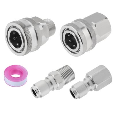 4 Pcs 3/8 Inch NPT Pressure Washer Adapter Set for Hose Ball Valve Wand with Tape Female Male Thread Fitting