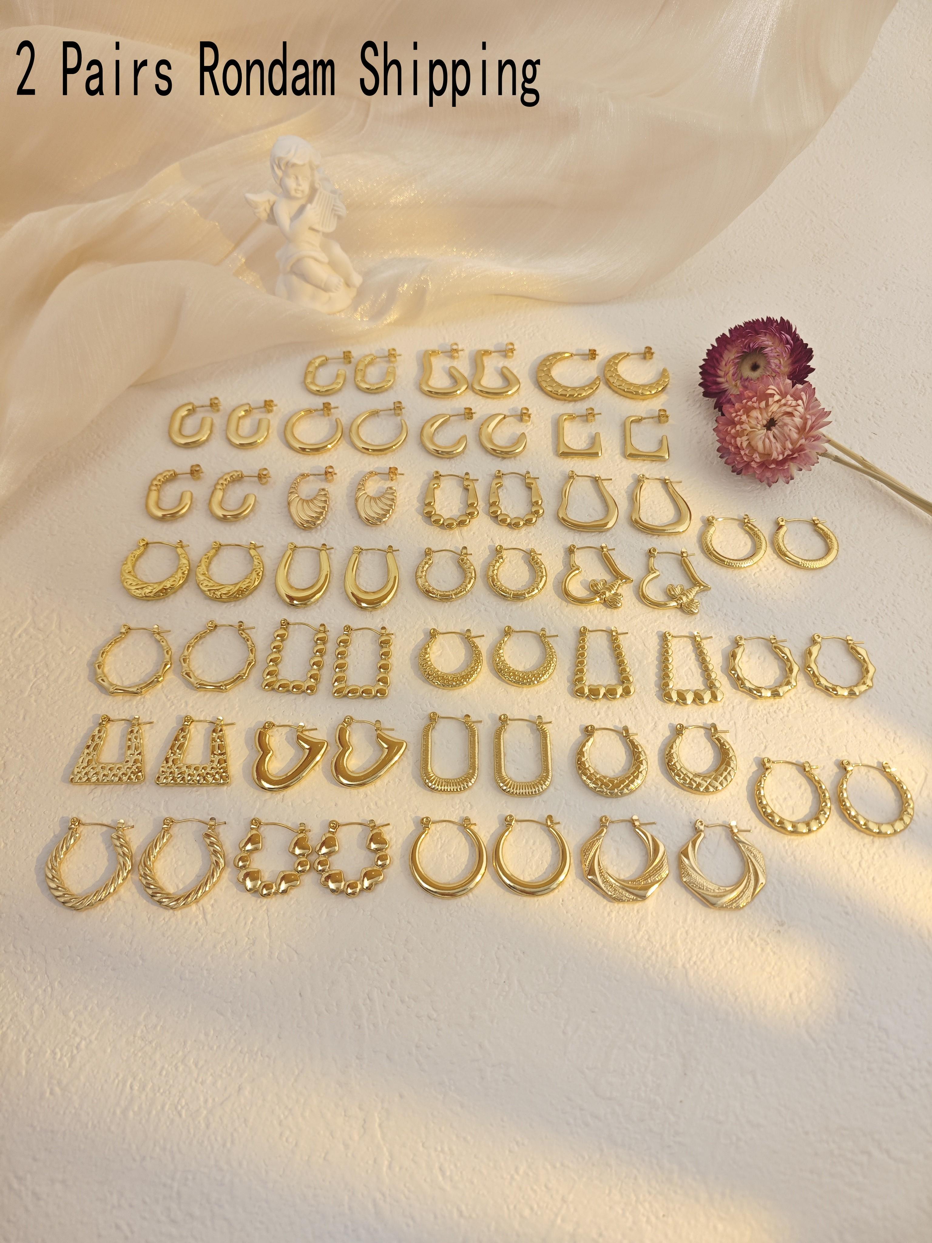 

Stainless Steel Jewelry Set For Women Multipack Earring Sets Golden Hoop Earrings For Teen Girls Statement Fashion Bulk Earrings