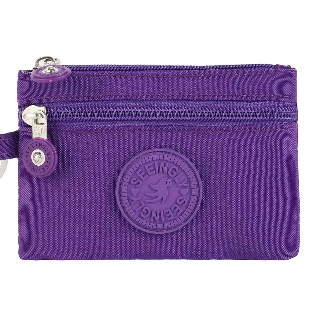 Nylon Solid Color Long Short Bank ID Credit Card Wallet Coin Keys Bags Purse Earphone Storage Bag Purse Pouch Double Zipper
