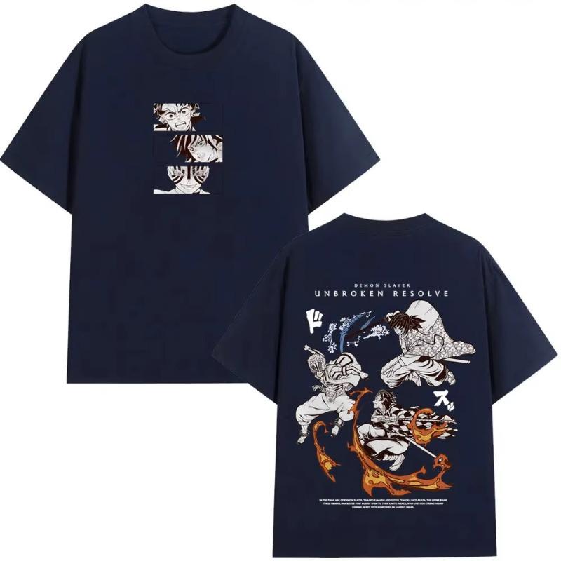 Anime Demon Slayer Kamado Tanjirou Tomioka Giyuu Akaza Graphic Tshirts Men Women Fashion Casual Vintage Short Sleeve T Shirts