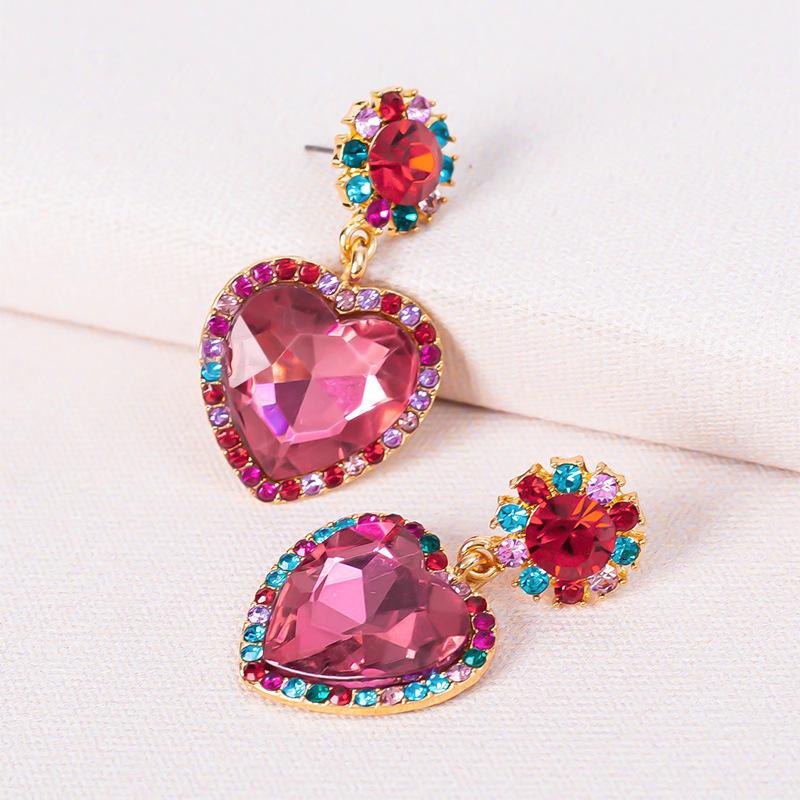 

Преувеличенные розовые серьги в европейском стиле с надписью «Любовь» для женщин, модные серьги с бриллиантами, ювелирные изделия для вечеринок в стиле знаменитостей фиолетовый