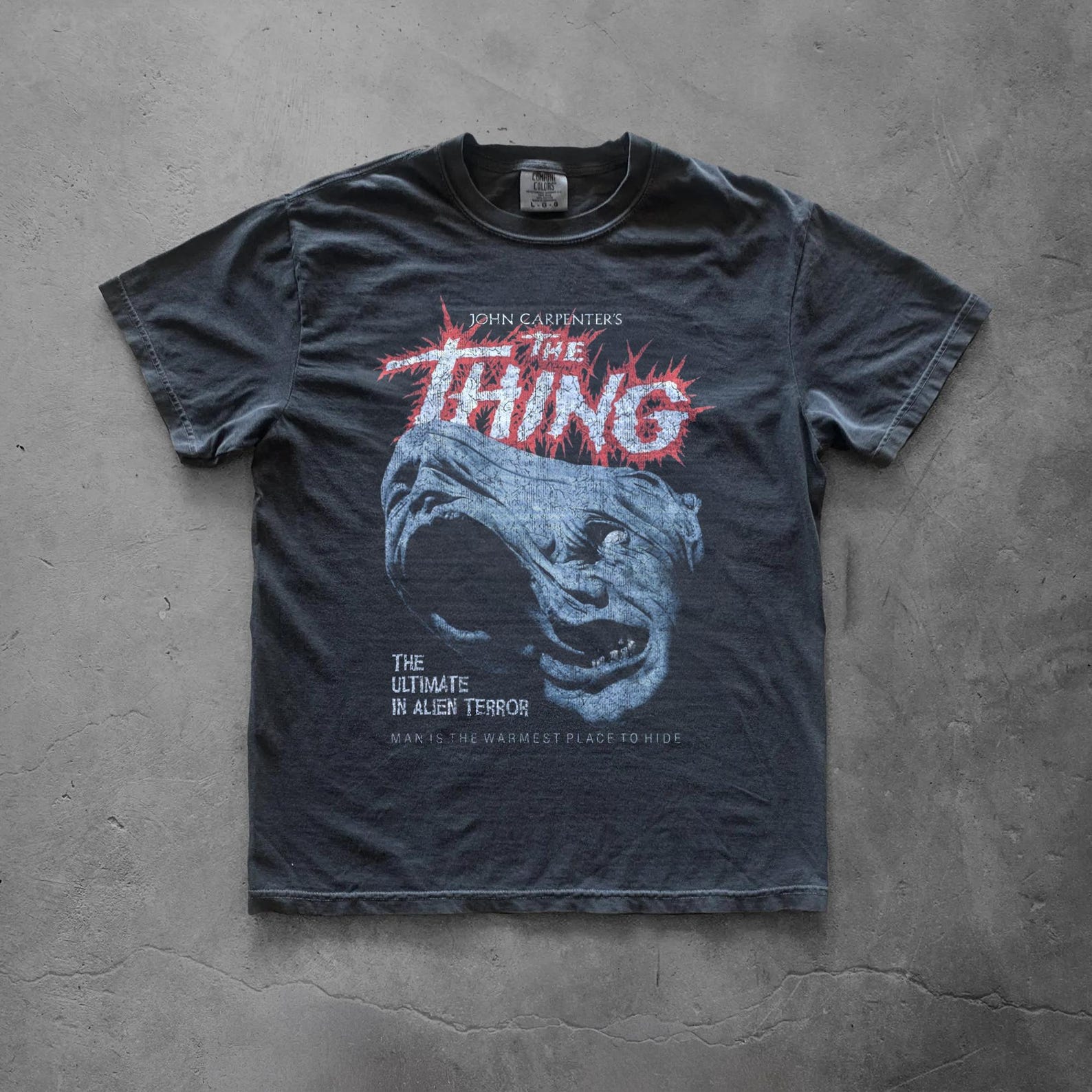 Retro 80s Alien Horror Graphic Tee, Antarctic Sci Fi Film The Thing T Shirt L