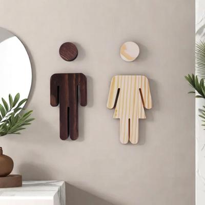 Dřevěná cedule na toaletu samolepicí na WC dveřní cedule Muži a ženy Nástěnná cedule do koupelny Hot Spring pro kanceláře Podniky Restaurace