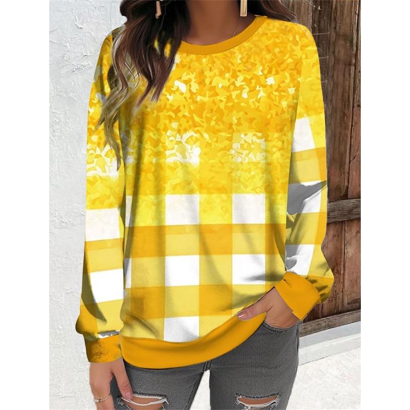 Autumn and Winter Women's 3D Checkered Crew Neck Hoodies & Sweatshirts (women’s)