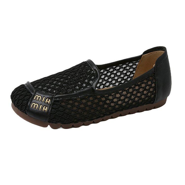

Versatile hollow woven mesh hole single shoes women s summer 2025 new one-pedal soft-soled Doudou casual shoes 40 чорний