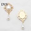 Exquisite Faux Pearl Charms for Crafts 2Pcs Oval Charms, 56x25mm Flatback Alloy Rhinestone Brooch Buttons, Elegant Jewelry Findings Handmade Projects
