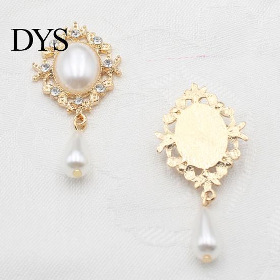 Exquisite Faux Pearl Charms for Crafts 2Pcs Oval Charms, 56x25mm Flatback Alloy Rhinestone Brooch Buttons, Elegant Jewelry Findings Handmade Projects